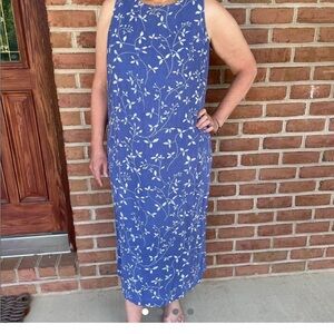 Casual Corner Blue Floral Midi Dress